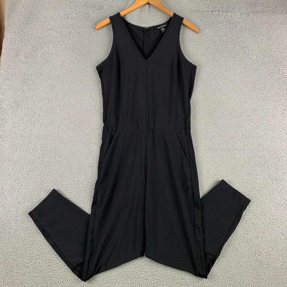 Athleta Brooklyn Jumpsuit Women's 4 Black V-Neck Sleeveless Tapered Athleisure
